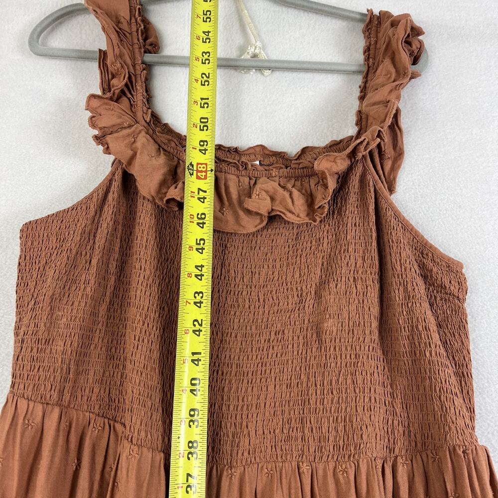 Old Navy Sleeveless Midi Dress XL Easter Smock Orange Smocked Tiered Ruffle - Picture 9 of 11